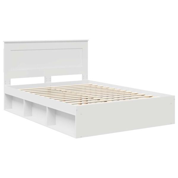 vidaXL Bed Frame with Headboard White 140 x 190 cm Solid Pine Wood