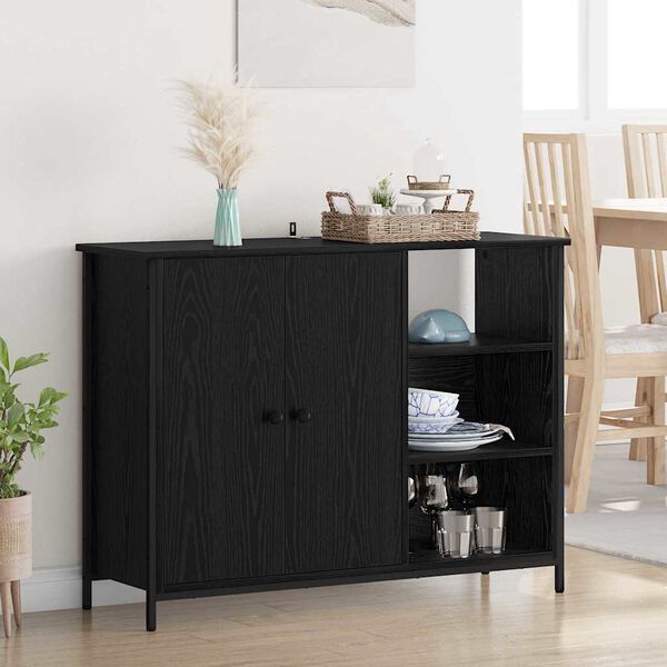 vidaXL Sideboard Black Oak 100 x 33 x 75 cm Engineered Wood