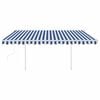 vidaXL Manual Retractable Awning with Posts 4.5x3 m Blue and White