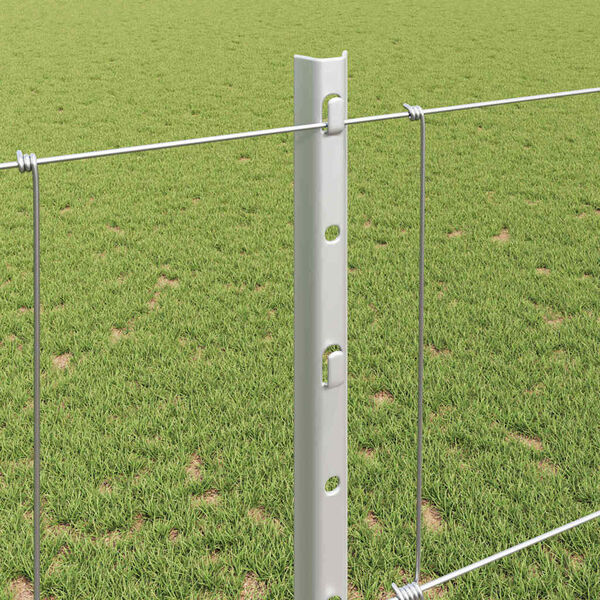 vidaXL Fence with Post Silver 1.2 x 25 m Steel