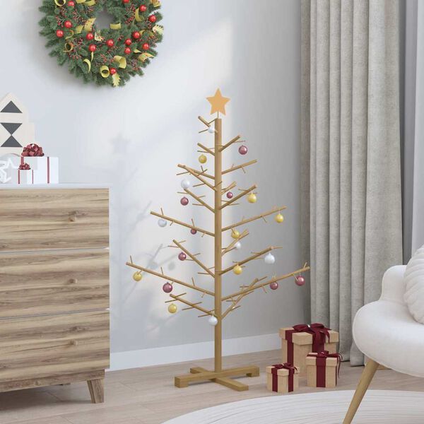 vidaXL Wooden Christmas Tree with Stand Brown 125 cm Solid pine wood
