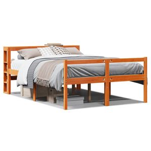 vidaXL Bed Frame with Headboard without Mattress Wax Brown 160x200 cm