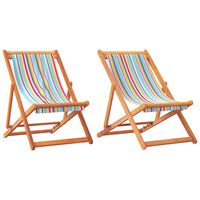 vidaXL Folding Beach Chairs 2 pcs Multicolour Fabric