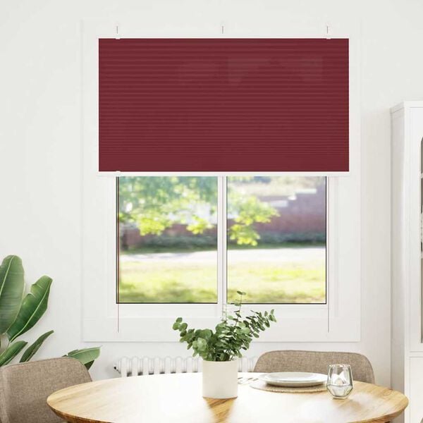 vidaXL Pleated Blind Bordeaux Red 105x100 cm Fabric Width 104.4 cm Polyester