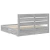 vidaXL Bed Frame with Drawer Grey Sonoma 200 x 200 cm Engineered Wood