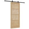 vidaXL Sliding Door Natural and Black 83 x 202 cm Solid Pine Wood