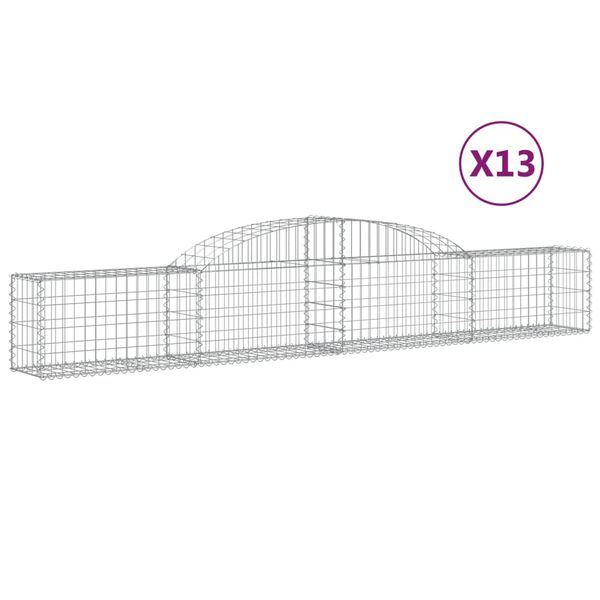 vidaXL Arched Gabion Baskets 13 pcs 300x30x40/60 cm Galvanised Iron