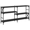 vidaXL Console Table Black Oak 150 x 29 x 76.5 cm Engineered Wood