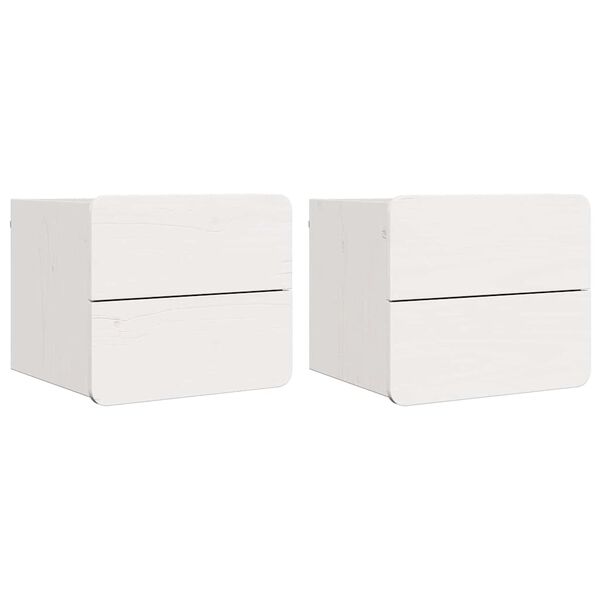 vidaXL Bedside Table 2 pcs White 39 x 34 x 33 cm Solid pinewood