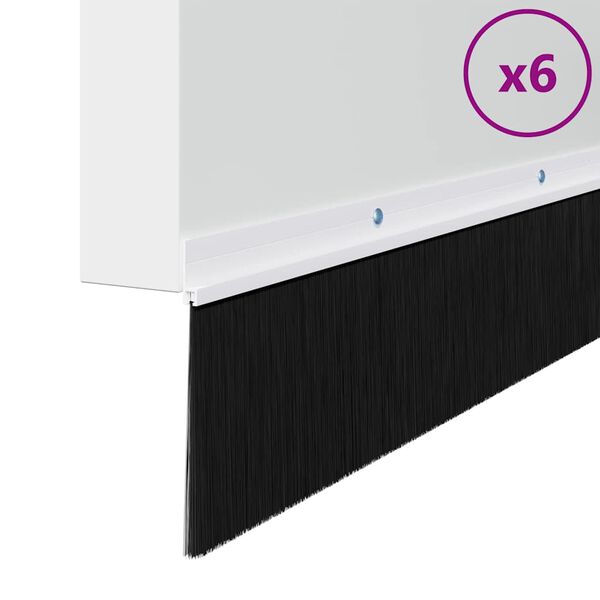 vidaXL Screw-on Door Brush Seals 6 pcs White 100 cm Aluminium Alloy