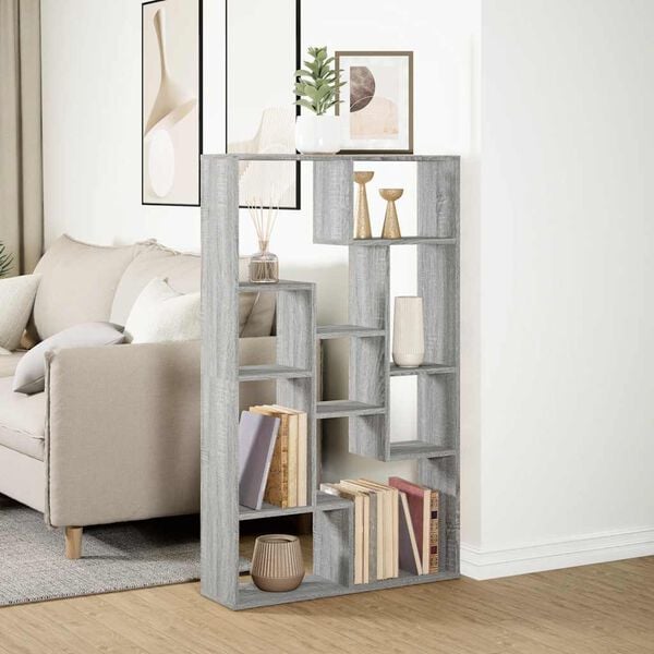 vidaXL Bookcase Grey Sonoma 72x20x120.5 cm Engineered Wood