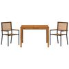 vidaXL Garden Dining Set 3 pcs Black Poly rattan