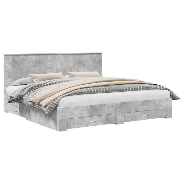 vidaXL Bed Frame Concrete Grey 200 x 200 cm Engineered Wood