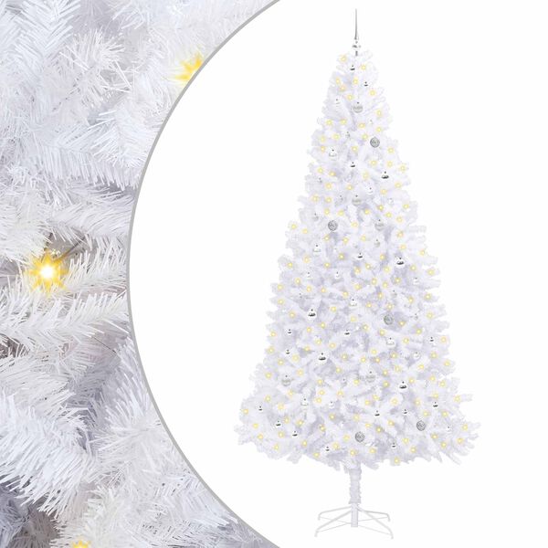vidaXL Artificial Christmas Tree with Stand White 300 cm PVC and Steel