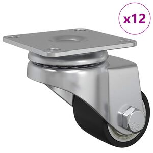 vidaXL Caster 12 pcs Silver 44.1 x 44.1 x 1.95 mm Nylon