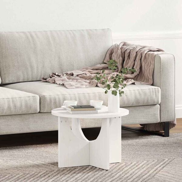 vidaXL Coffee Table White 50 x 50 x 35 cm Solid pine wood