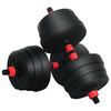 vidaXL 4-in-1 Dumbbell Barbell Kettlebell Set 20kg Black and Red