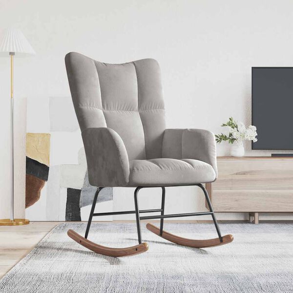 vidaXL Rocking Chair Light Grey Velvet