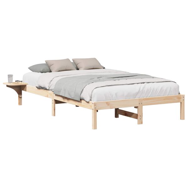 vidaXL Bed Frame Natural 120 x 190 cm Solid Pine Wood