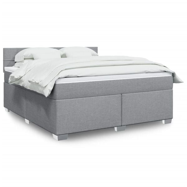 vidaXL Box Spring Bed with Mattress Light Grey 180x200 cm Fabric