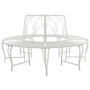 vidaXL Tree Bench 8-Seater &Oslash; 160 x 89 cm Steel Antique White Round