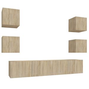 vidaXL 6 Piece TV Cabinet Set Sonoma Oak Engineered Wood