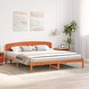 vidaXL Bed Frame with Headboard Wax Brown 180 x 200 cm Solid Pine Wood