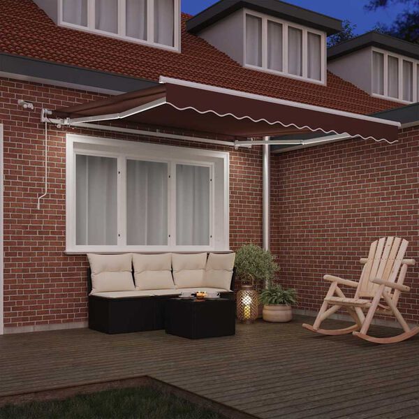 vidaXL Automatic Retractable Awning with LED Brown 300x250 cm