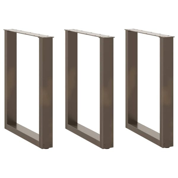 vidaXL Dining Table Legs U-Shaped 3 pcs Natural Steel 70x(72-73) cm Steel