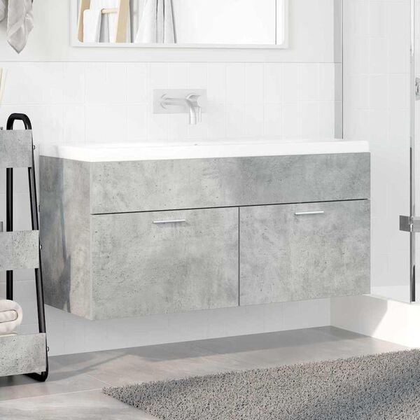 vidaXL Sink cabinet with Storage Concrete Grey Engineered Wood