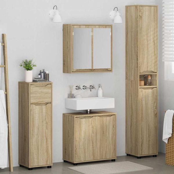 vidaXL Bathroom Furniture Set Manual 4 pcs Sonoma Oak Engineered Wood