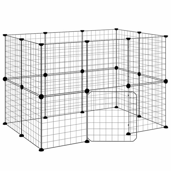 vidaXL 20-Panel Pet Cage with Door Black 35x35 cm Steel