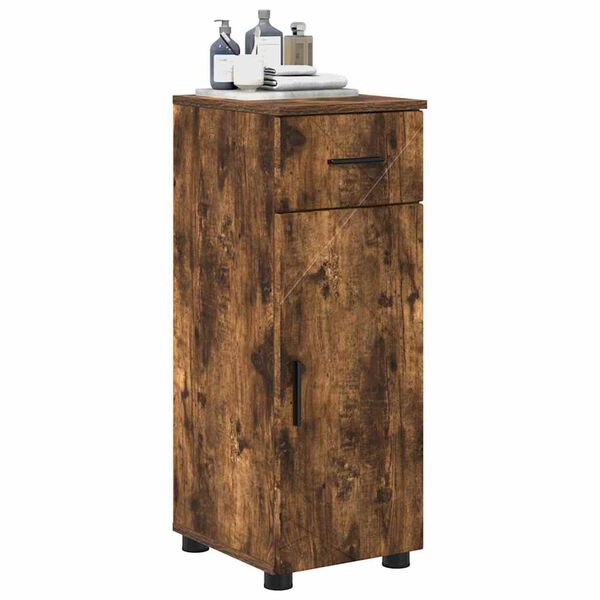 vidaXL Bathroom Cabinet with Drawer Smoked Oak 30 x 35 x 80 cm