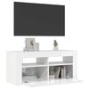vidaXL TV Cabinet with LED Lights High Gloss White 90x35x40 cm