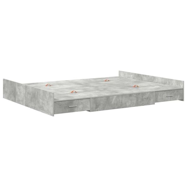 vidaXL Storage Bed Frame Concrete Grey 135 x 190 cm Engineered Wood