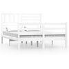 vidaXL Bed Frame | White | Solid pine wood | 120 x 200 cm | Decorative Inlays
