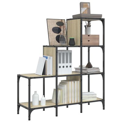 vidaXL Bookcase Sonoma Oak 92x30x102 cm Engineered Wood and Metal