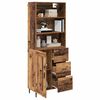 vidaXL Highboard Old Wood 69.5 x 34 x 180 cm Engineered Wood and Glass