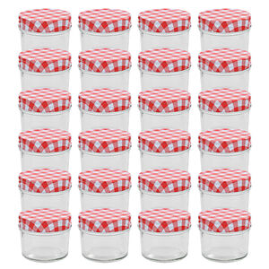 vidaXL Glass Jam Jars with White and Red Lids 24 pcs 110 ml