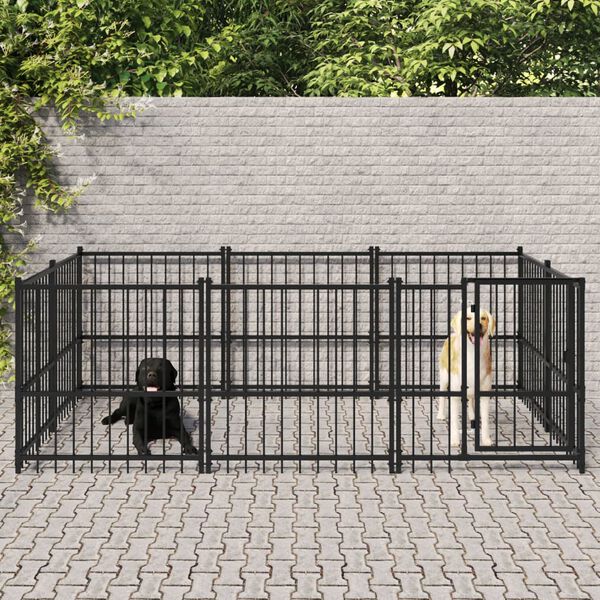 vidaXL Outdoor Dog Kennel Steel 5.63 m&sup2;