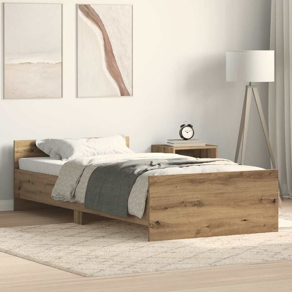 vidaXL Bed Frame without Mattress Artisan Oak 75x190 cm Engineered Wood