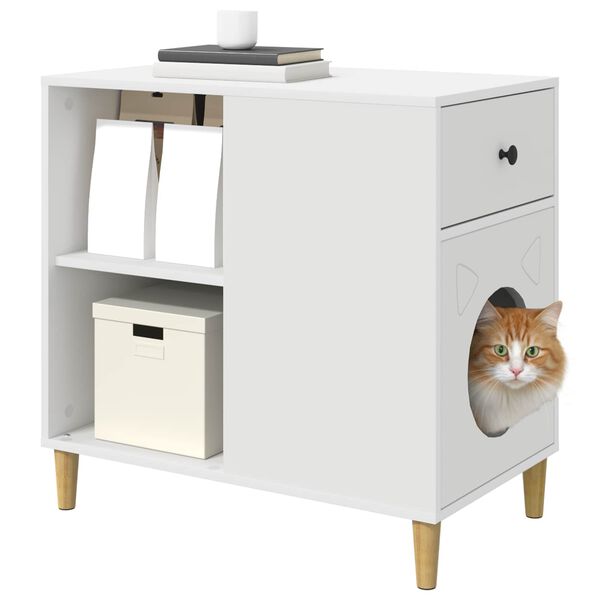 vidaXL Cat House White 72 x 42.5 x 70 cm Engineered Wood