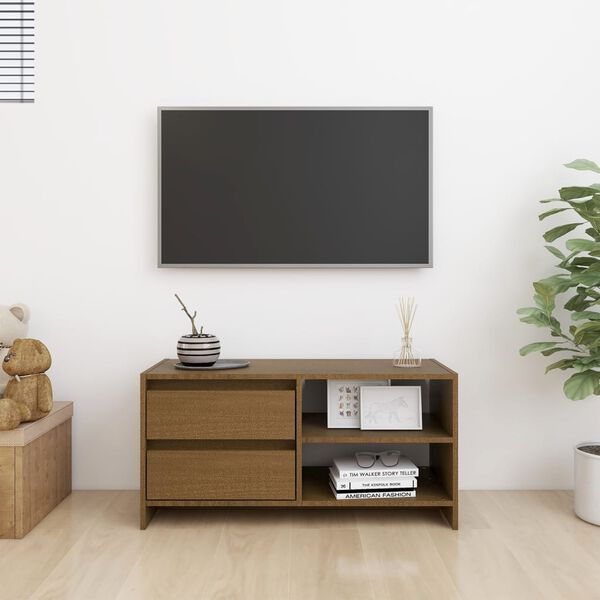 vidaXL TV Cabinet Honey Brown 80x31x39 cm Solid Pinewood