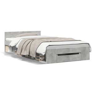 vidaXL Bed Frame with Drawer without Mattress Concrete Grey 100x200 cm
