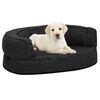 vidaXL Ergonomic Dog Bed Mattress 60x42 cm Linen Look Fleece Black