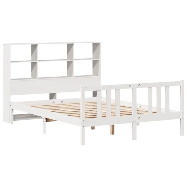 vidaXL Bookcase Bed without Mattress White 160x200cm Solid Wood Pine
