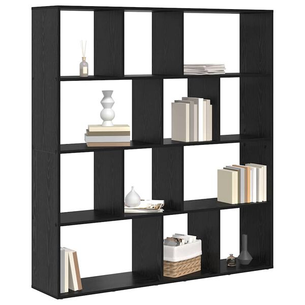 vidaXL Book Cabinet Black Oak 132 x 29 x 141.5 cm Engineered Wood