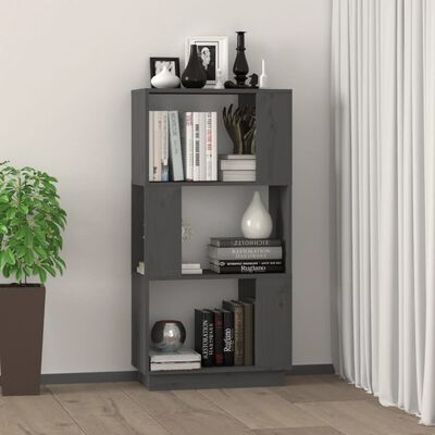 vidaXL Book Cabinet/Room Divider Grey 51x25x101 cm Solid Wood Pine