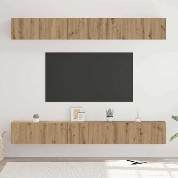 vidaXL TV Cabinet Set Wall-mounted 6 pcs Artisan Oak Engineered Wood