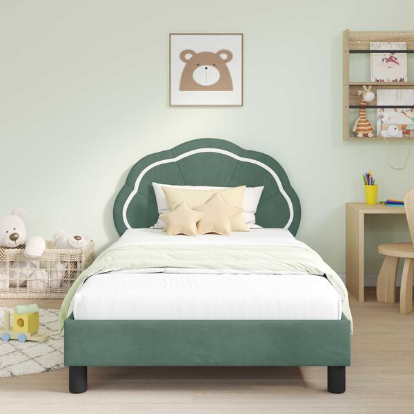 vidaXL Children's Bed Frame with Headboard Sea Green 80 x 200 cm